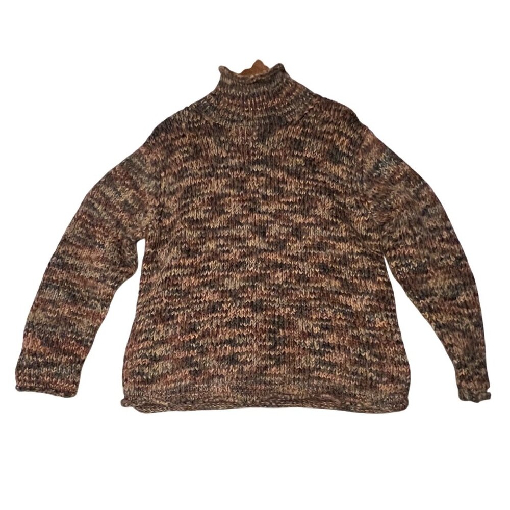 Columbia Women XL Multicolor Knit Sweater  Wool Blend Turtleneck Warm Soft Comfy